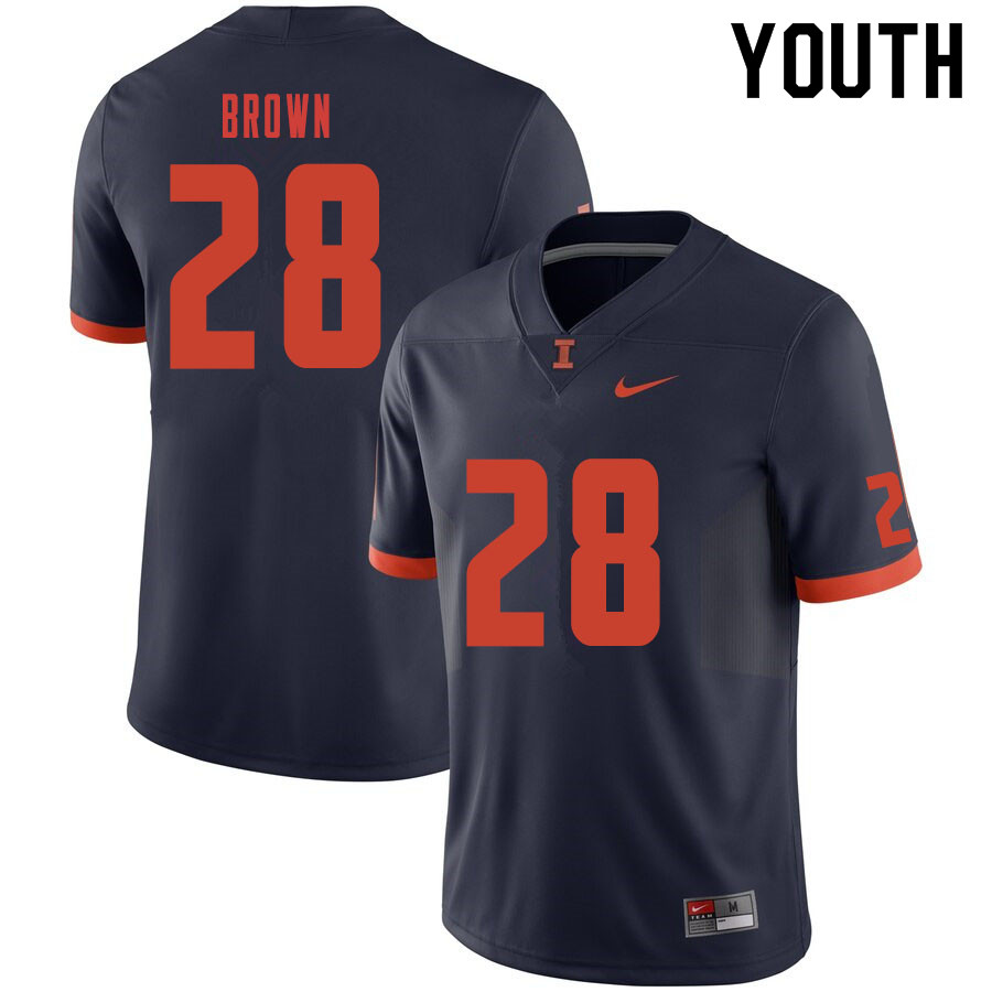 Youth #28 Chase Brown Illinois Fighting Illini College Football Jerseys Sale-Navy